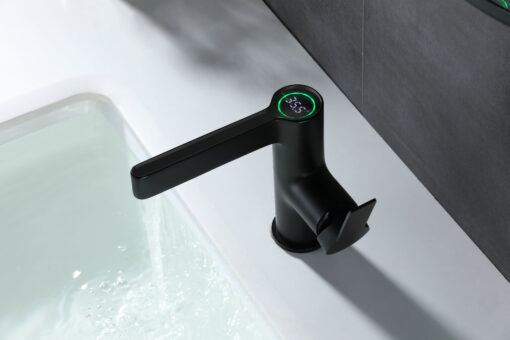 Washbasin tap with display black WAHLBACH QMIX300