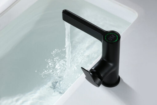 Washbasin tap with display black WAHLBACH QMIX300