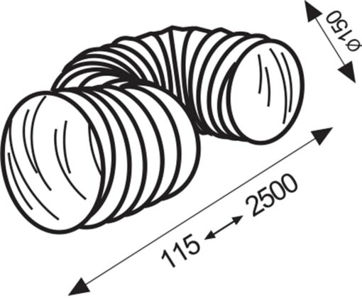 PVC flexible hose Ø 150 mm 2.5 m