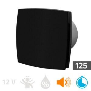 Bathroom fan timer 125 mm matt black Silent - RemnantsOutlet