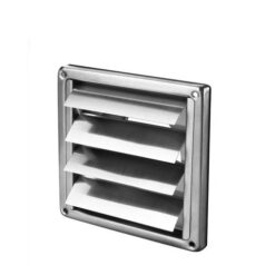 Air vent with self-closing blades stainless steel 155x155mm for Ø100mm
