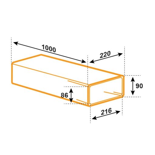 Ventilation duct flat 220×90 mm 100 cm