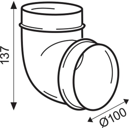 Ventilation tube Ø 100 mm 90° bend