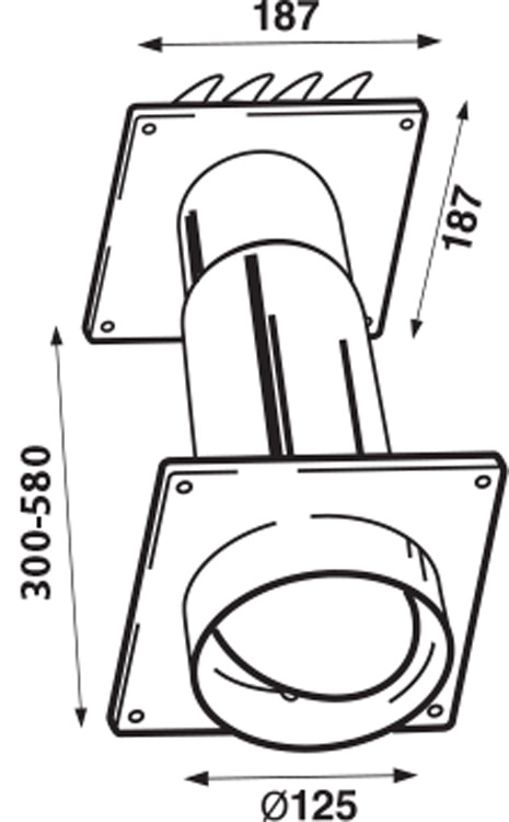 Wall vent kit for ventilation tube Ø125 mm