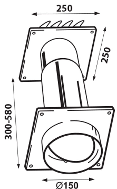 Wall vent kit for ventilation tube Ø150 mm