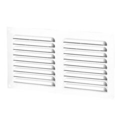 Aluminium fixed louvre vent with insect screen 245×195 mm white