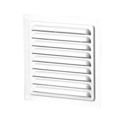 Aluminium fixed louvre vent with insect screen 300×300 mm white