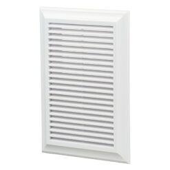 Plastic fixed louvre vent with insect screen 180×250 mm white