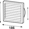 Plastic fixed louvre vent with insect screen 186×186 mm white