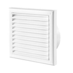 Plastic fixed louvre vent with insect screen 186×186 mm white