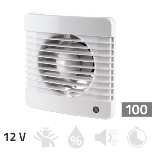Bathroom fan 12V – on/off 100 mm Basic